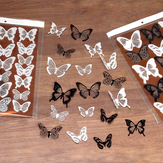 18pcs Black & White Butterfly Wall Stickers Decor