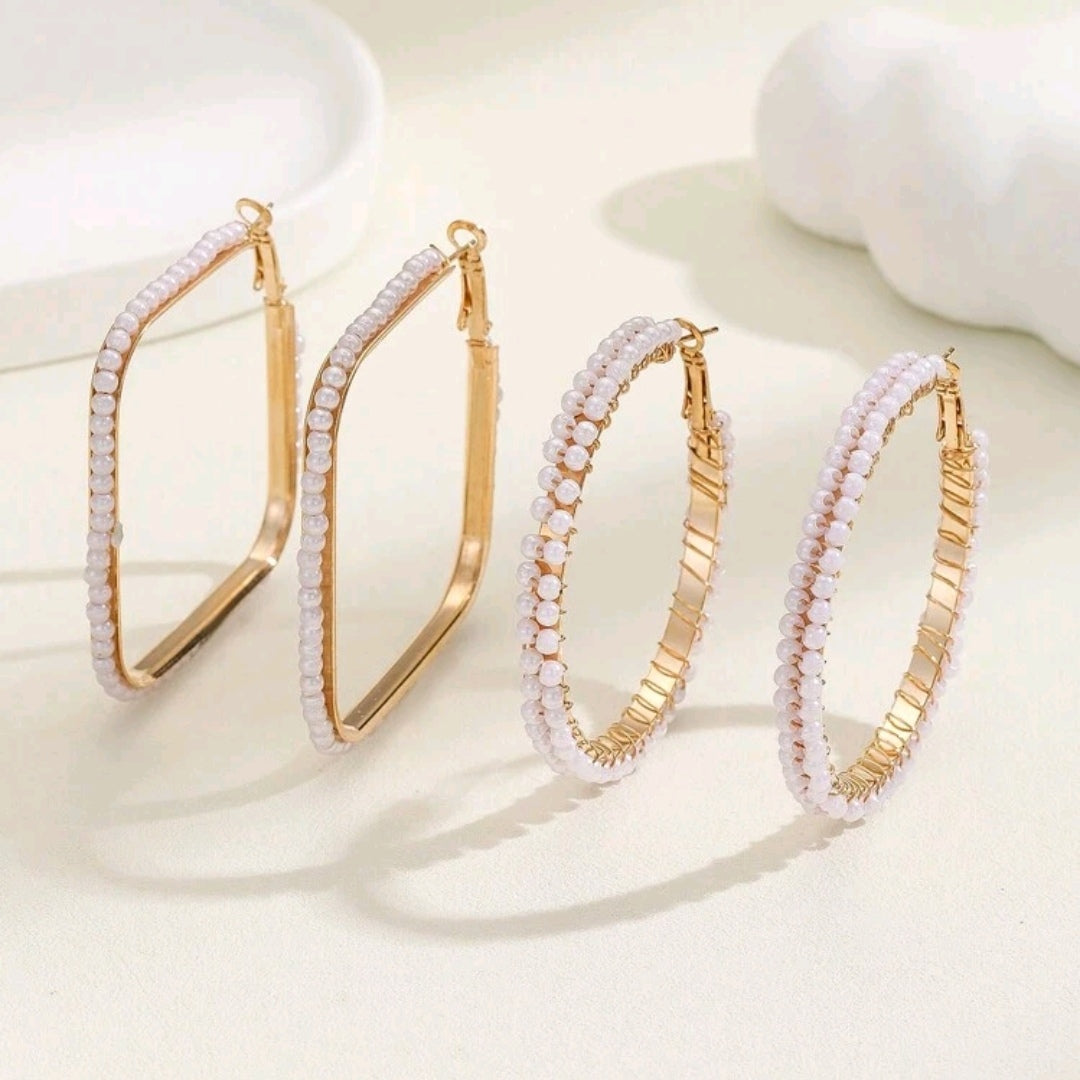 Geometric Pearl Earrings