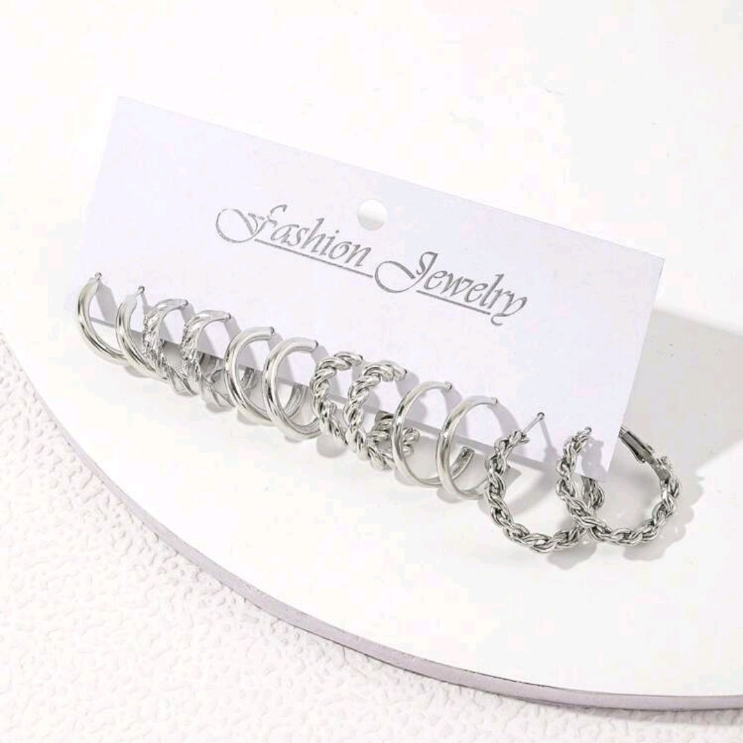 Twist Hoop Earrings Set