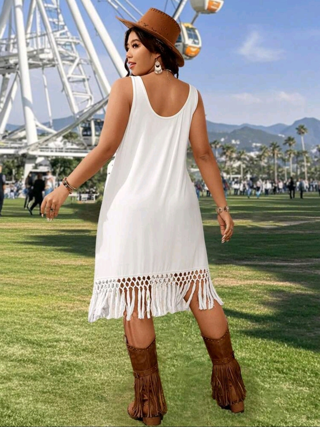 Fringes Hem Tank Dress