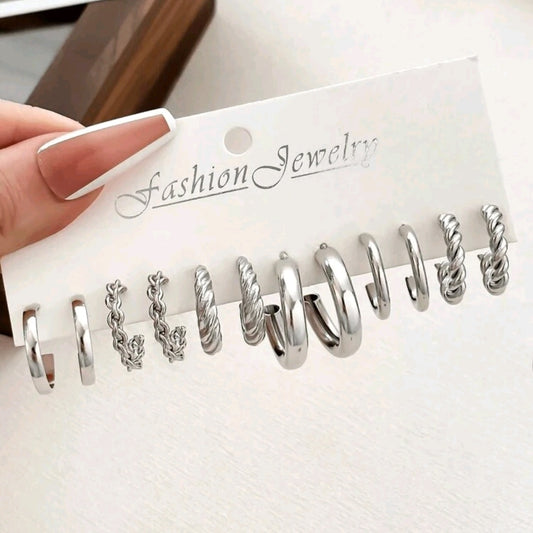 Twist Hoop Earrings Set