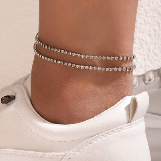 Rhinestone Anklet Set